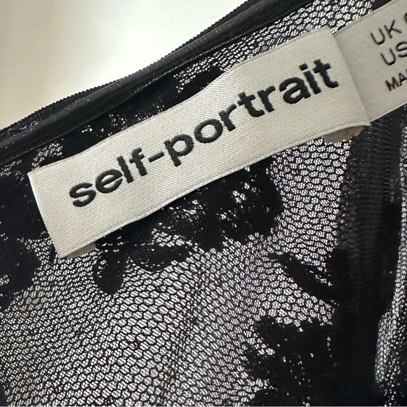 SELF PORTRAIT Black Taffetta Diamante Mini Dress - Picture 11 of 12